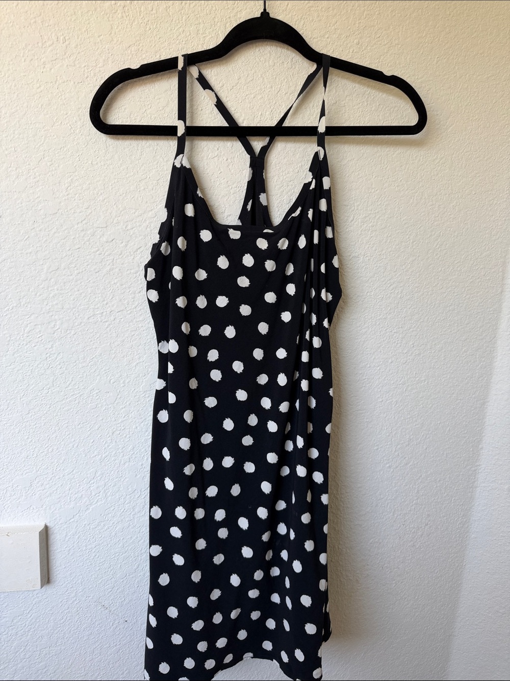 Outdoor Voices Exercise Dress S Black Polka Dot Slip Dress with Strappy Back